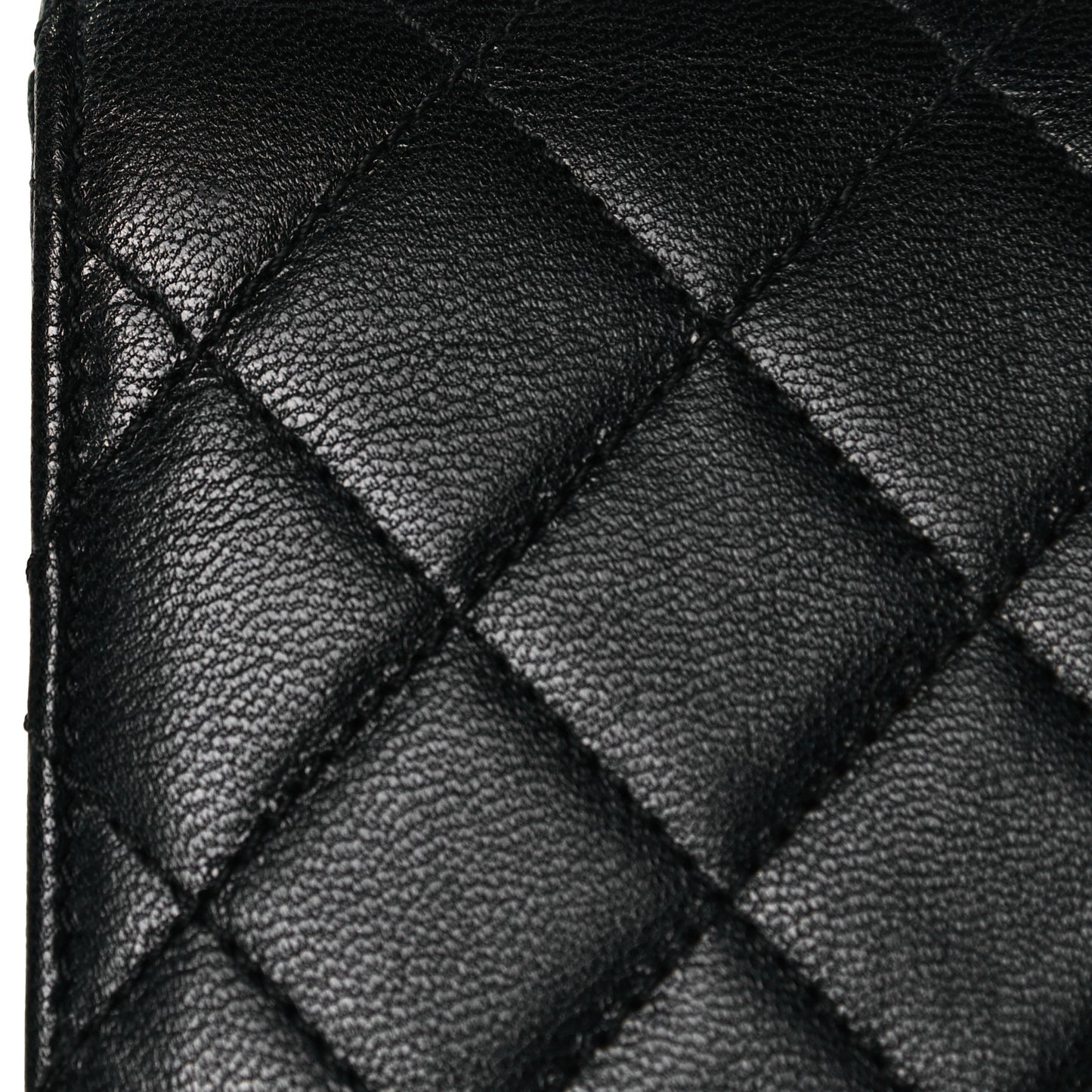 Goatskin Quilted Chic Pearls Flap Black
