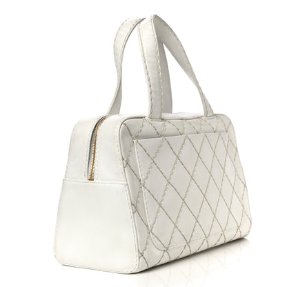 Chanel Calfskin Wild Stitch Top Handle Bag White 3 of 21