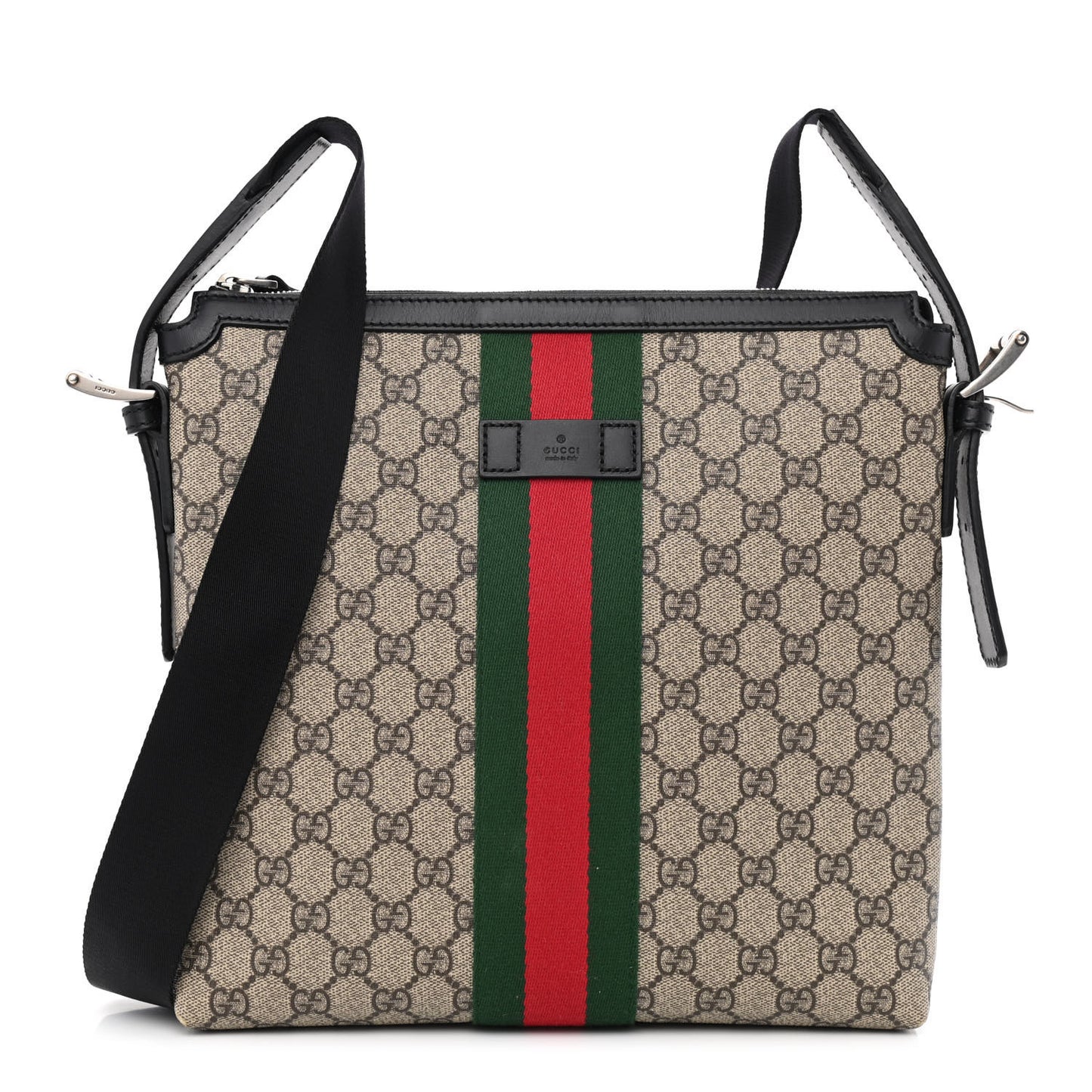 GG Supreme Monogram Web Messenger Bag Black