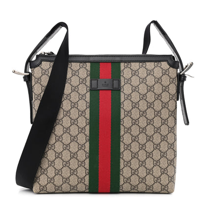 Gucci GG Supreme Monogram Web Messenger Bag Black 1 of 9