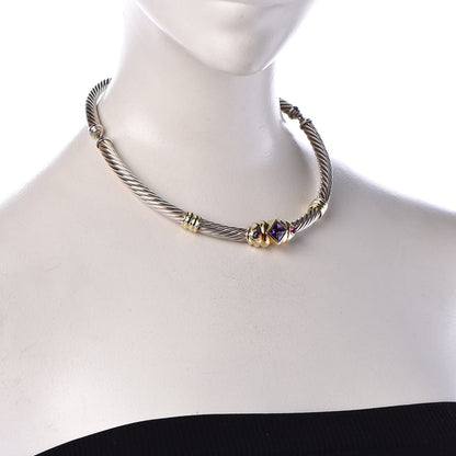 David Yurman Sterling Silver 14K Yellow Gold Amethyst 7mm Renaissance Cable Necklace 2 of 5