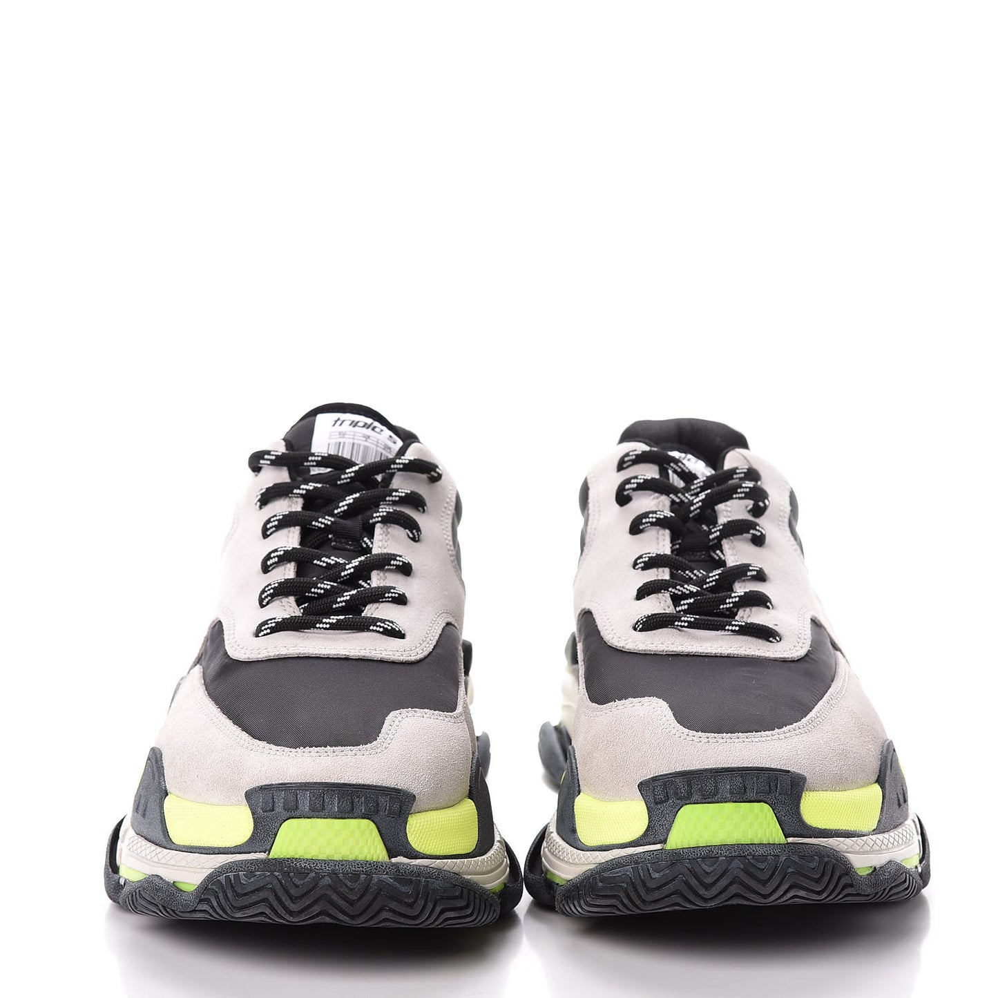 Nylon Suede Mens Triple S 2.0 Sneakers 42 Gris Black Jaune Fluo