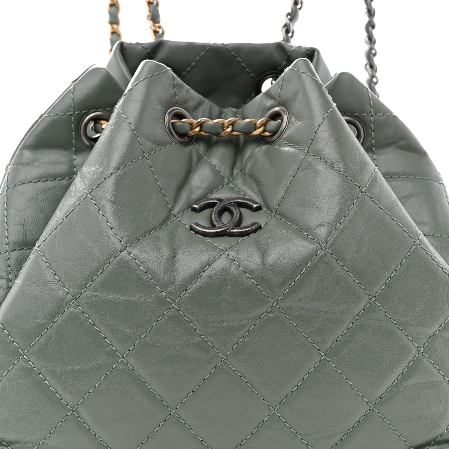 Chanel Aged Calfskin Quilted Small Gabrielle Backpack Green 8 of 12