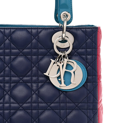 Christian Dior Lambskin Cannage Medium Tri-Color Lady Dior Sapphire Fuchsia Turquoise 8 of 18