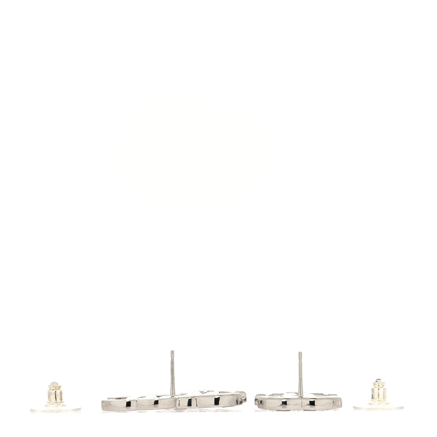 Baguette Crystal Double CC Earrings Silver