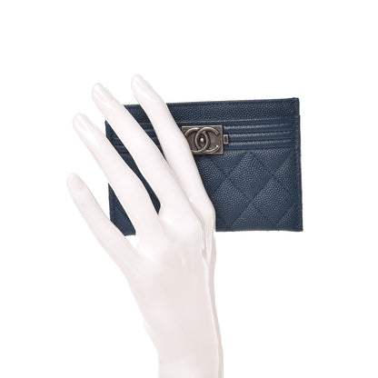 Chanel Caviar Quilted Boy Card Holder Blue 2 of 9