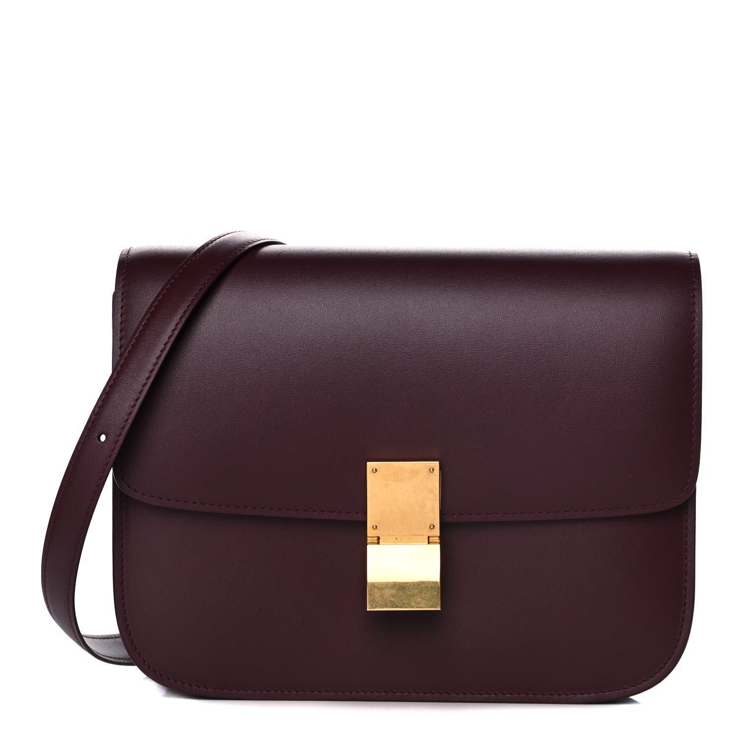 Celine Box Calfskin Medium Classic Box Flap Bag Burgundy 1 of 11