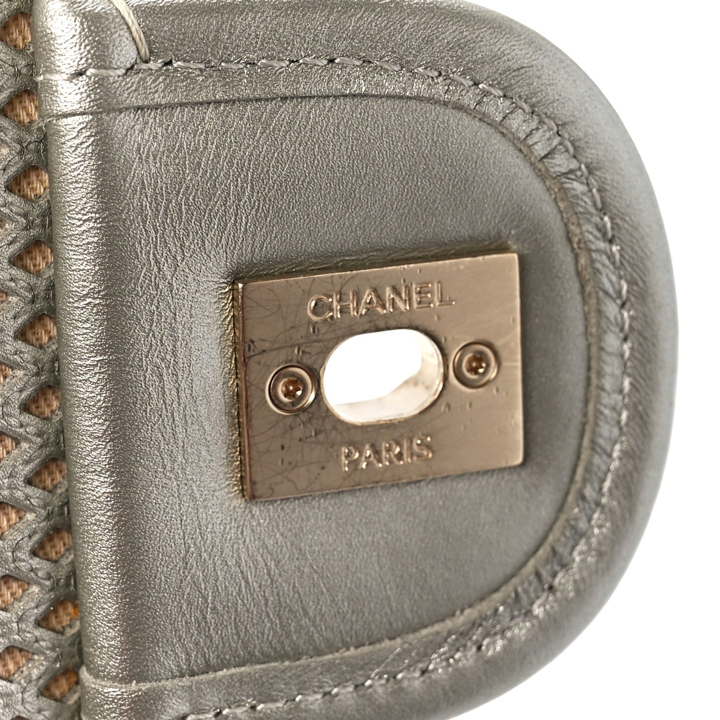 Metallic Perforated Calfskin Small Up In The Air Flap Light Gold