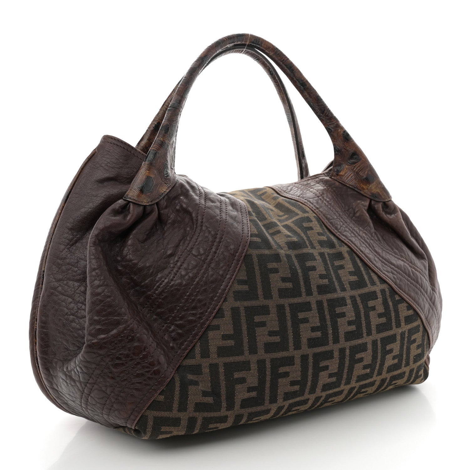 Fendi Zucca Nappa Nuvolata Vitello Tortuga Spy Tobacco Moro 3 of 13