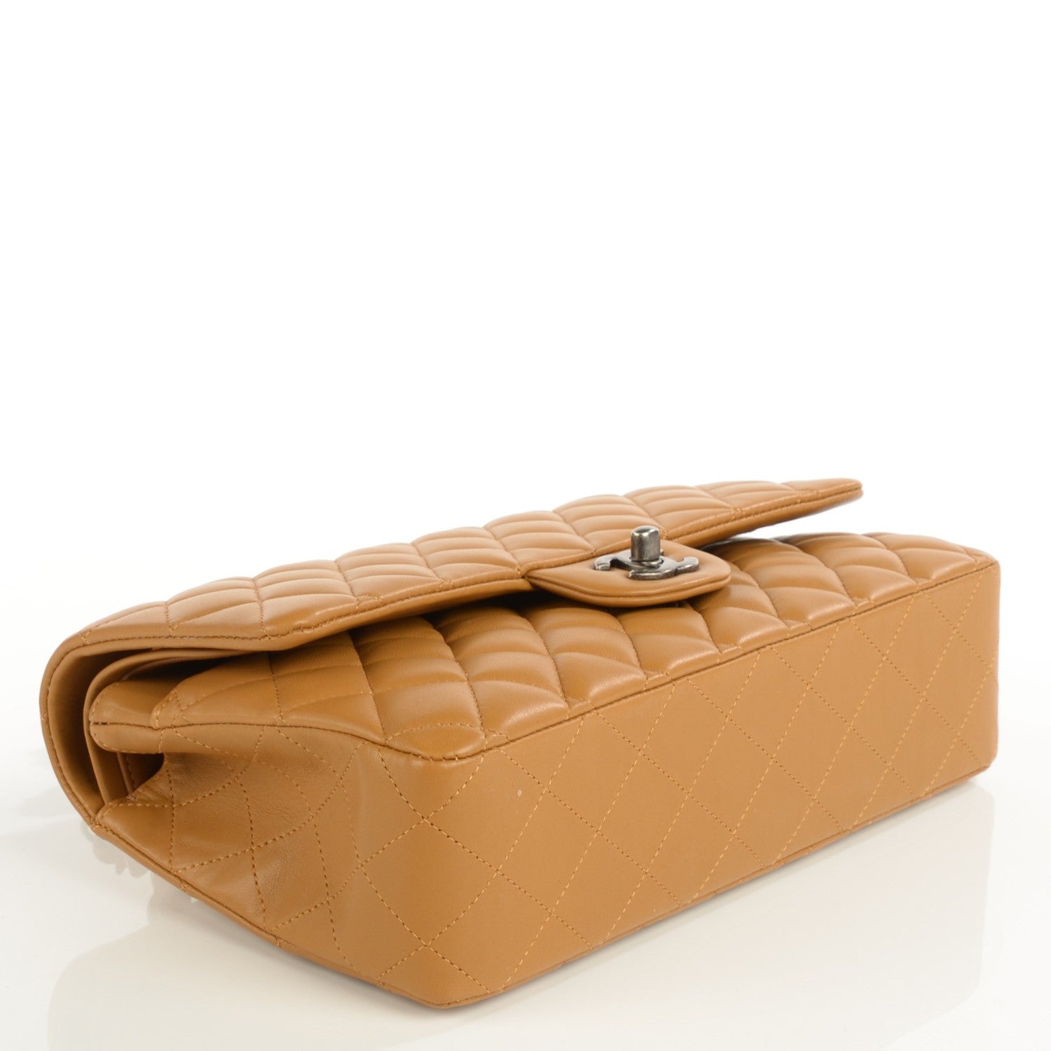Chanel Lambskin Quilted Medium Double Flap Dark Beige 4 of 8