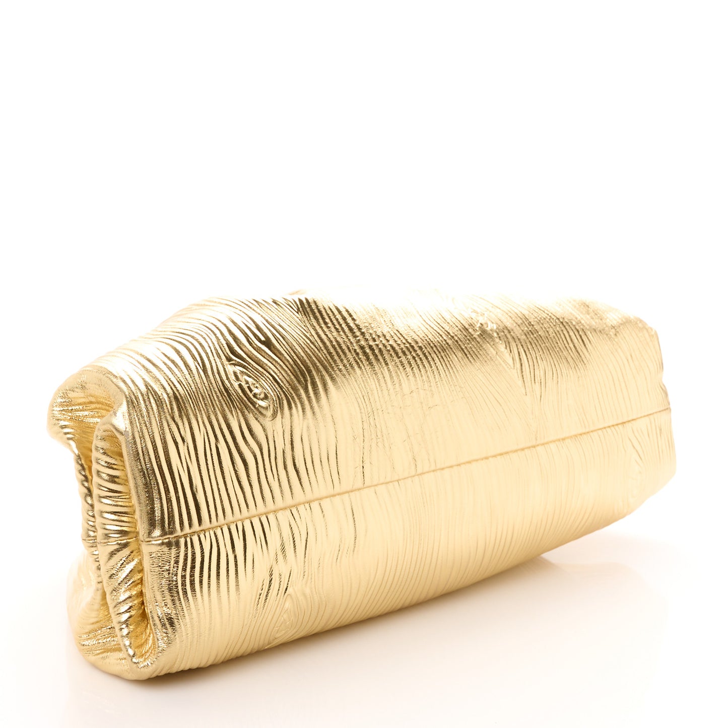 Metallic Bark Calfskin Embossed The Pouch Oversized Clutch Oro