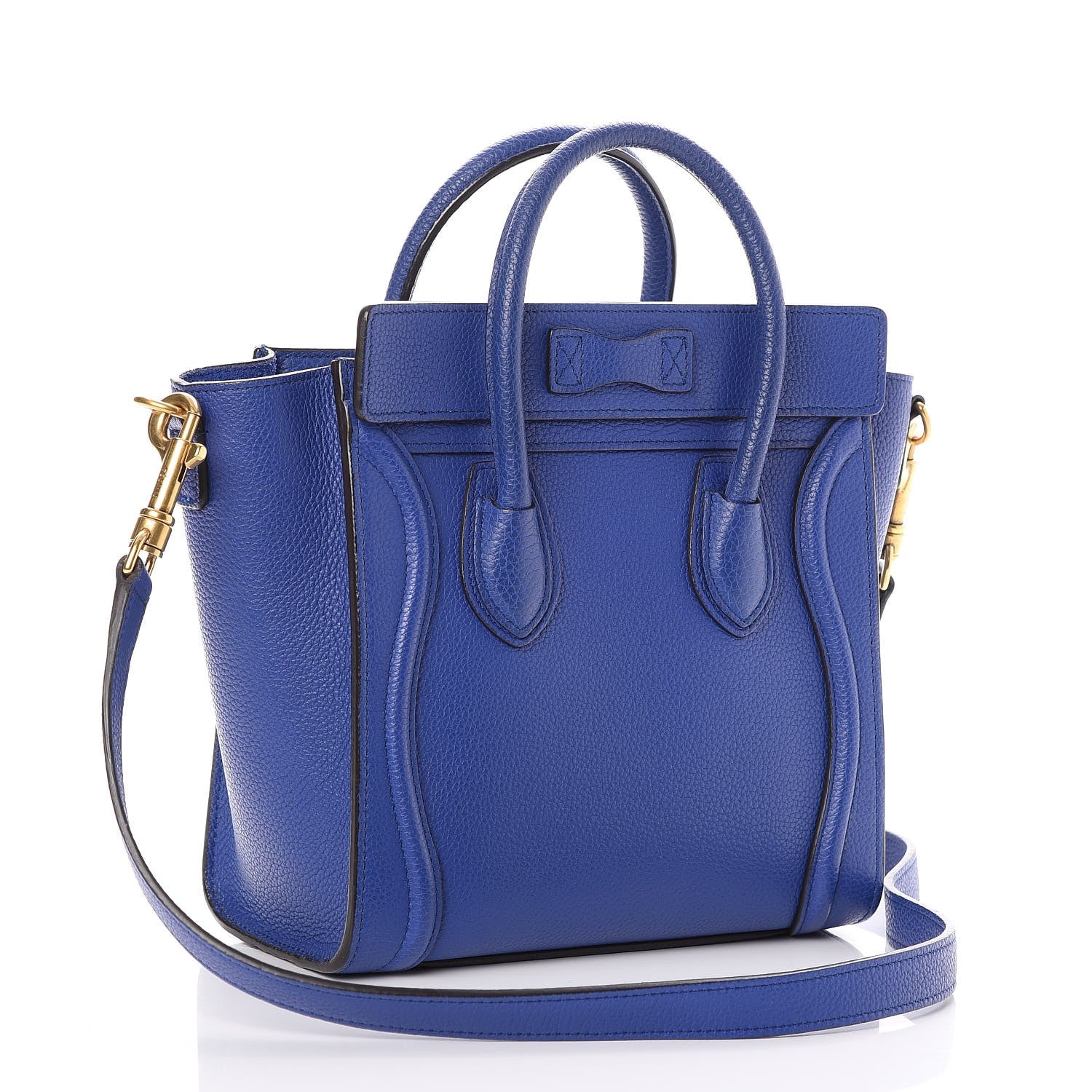 Celine Drummed Calfskin Nano Luggage Indigo 3 of 7