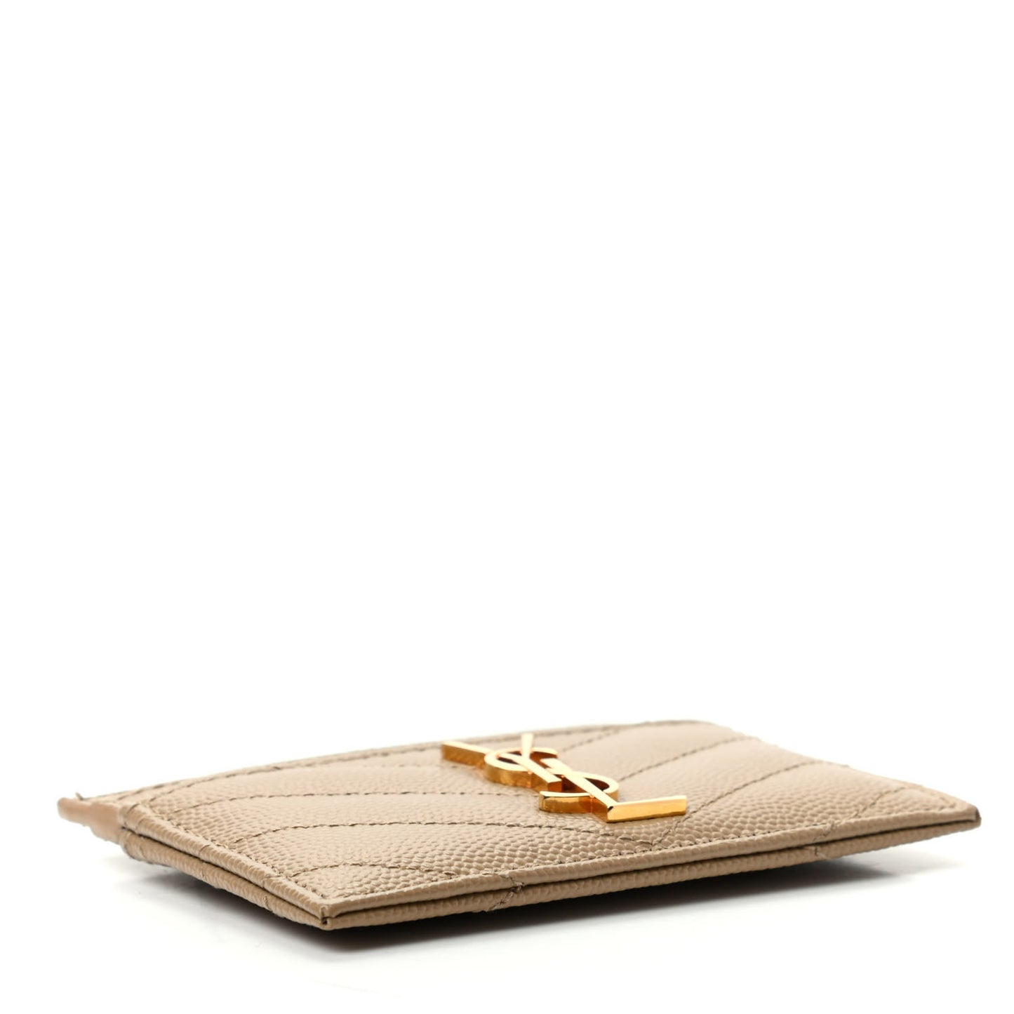 Grain De Poudre Matelasse Chevron Monogram Credit Card Case Dark Latte