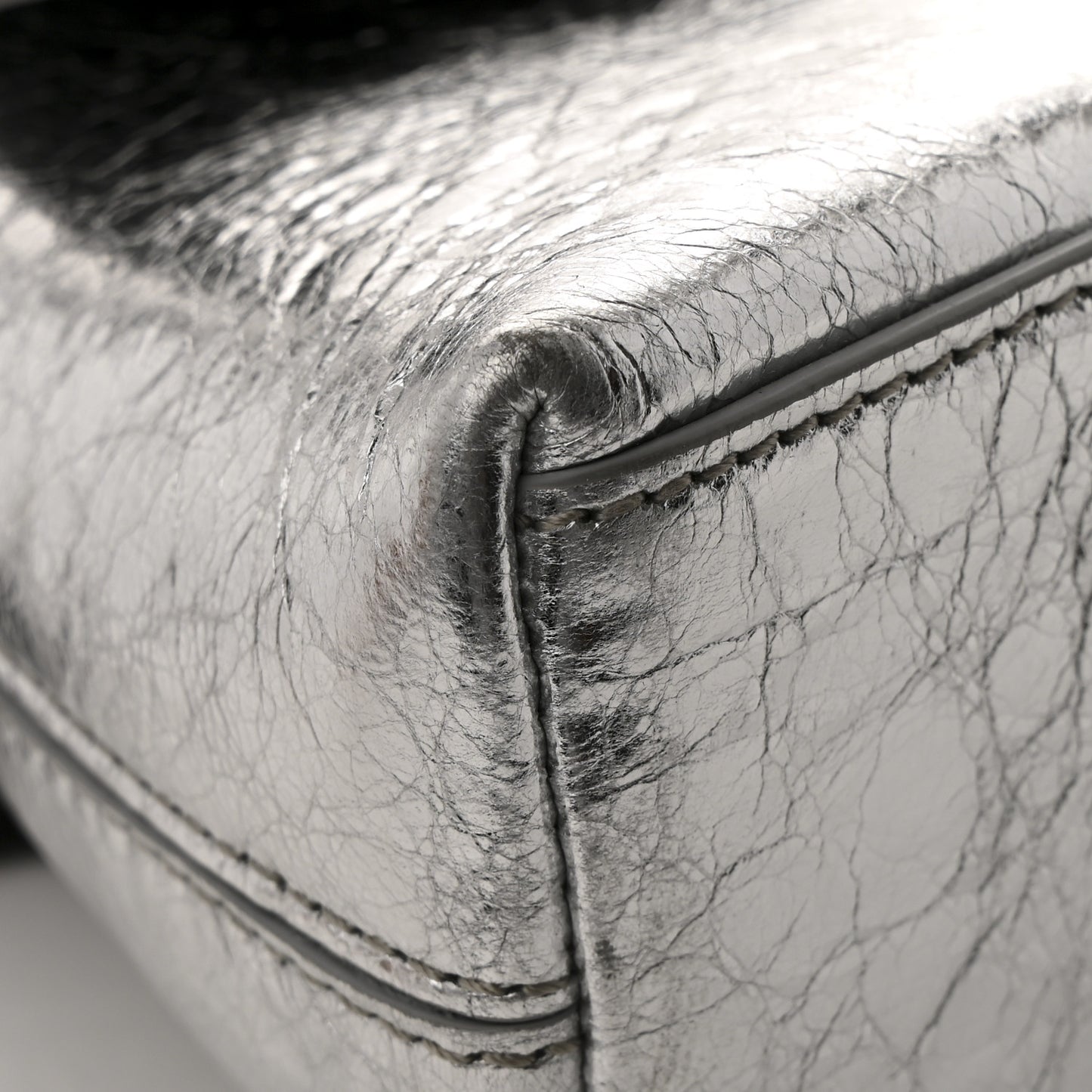 Metallic Calfskin Downtown Chain Shoulder Bag XS Silver