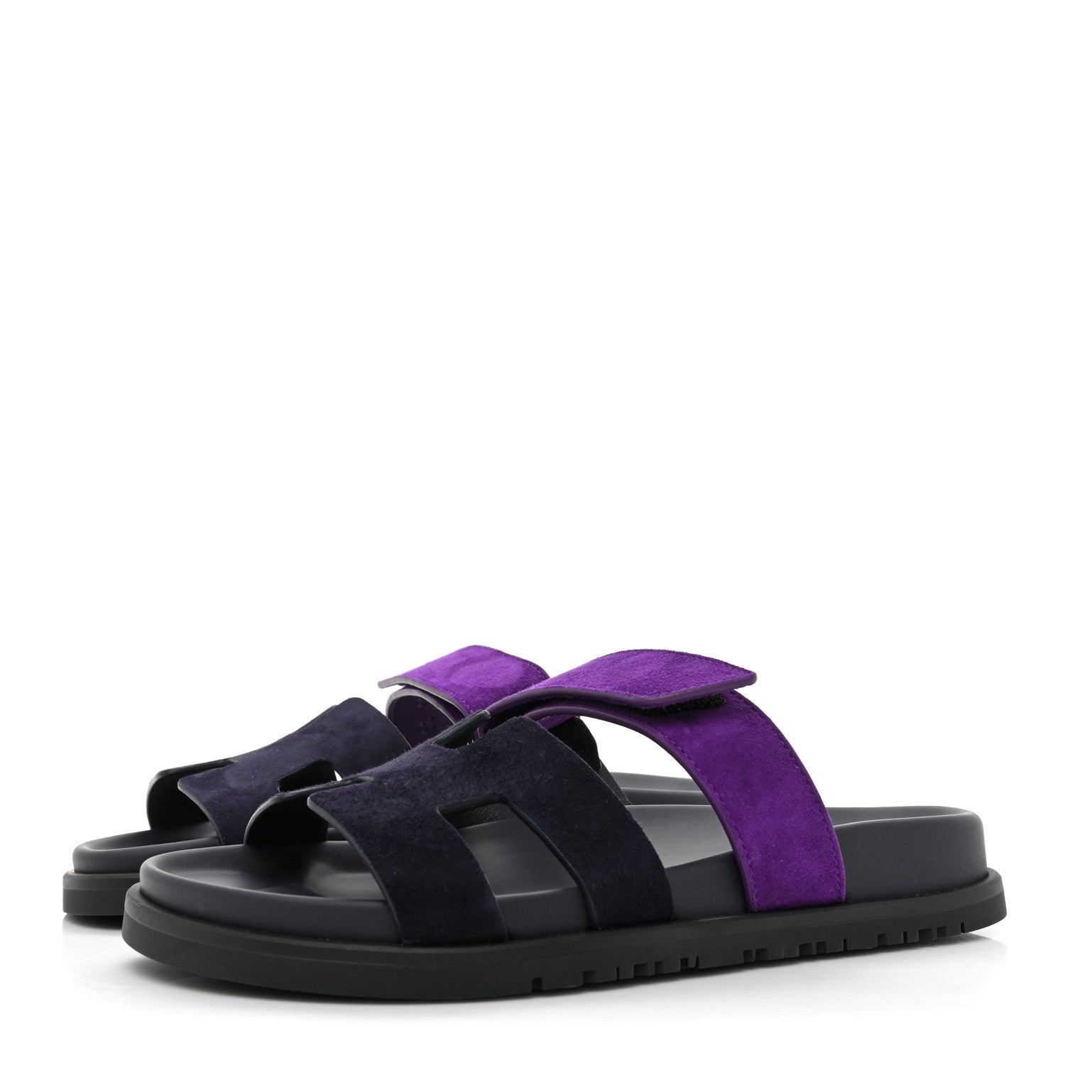 Hermes Suede Goatskin Womens Chypre Sandals 36 Marine Violet Majorette 3 of 9
