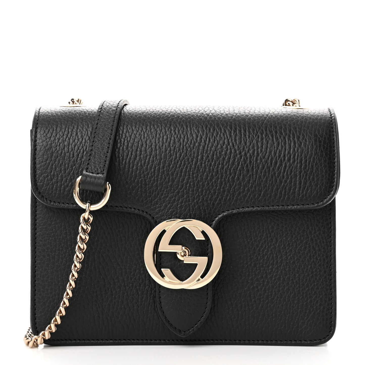 Dollar Calfskin Small Interlocking G Shoulder Bag Black