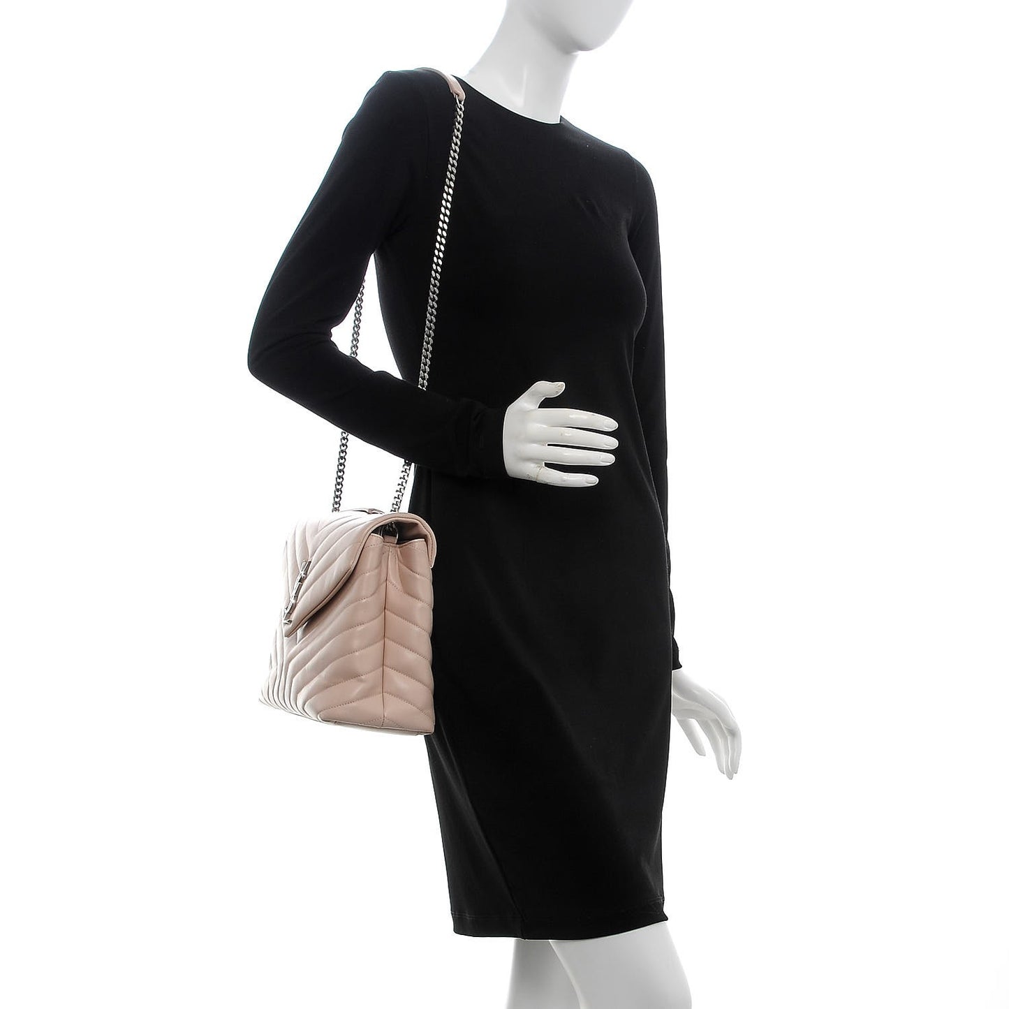Calfskin Y Quilted Monogram Medium Loulou Chain Satchel Rose Antic