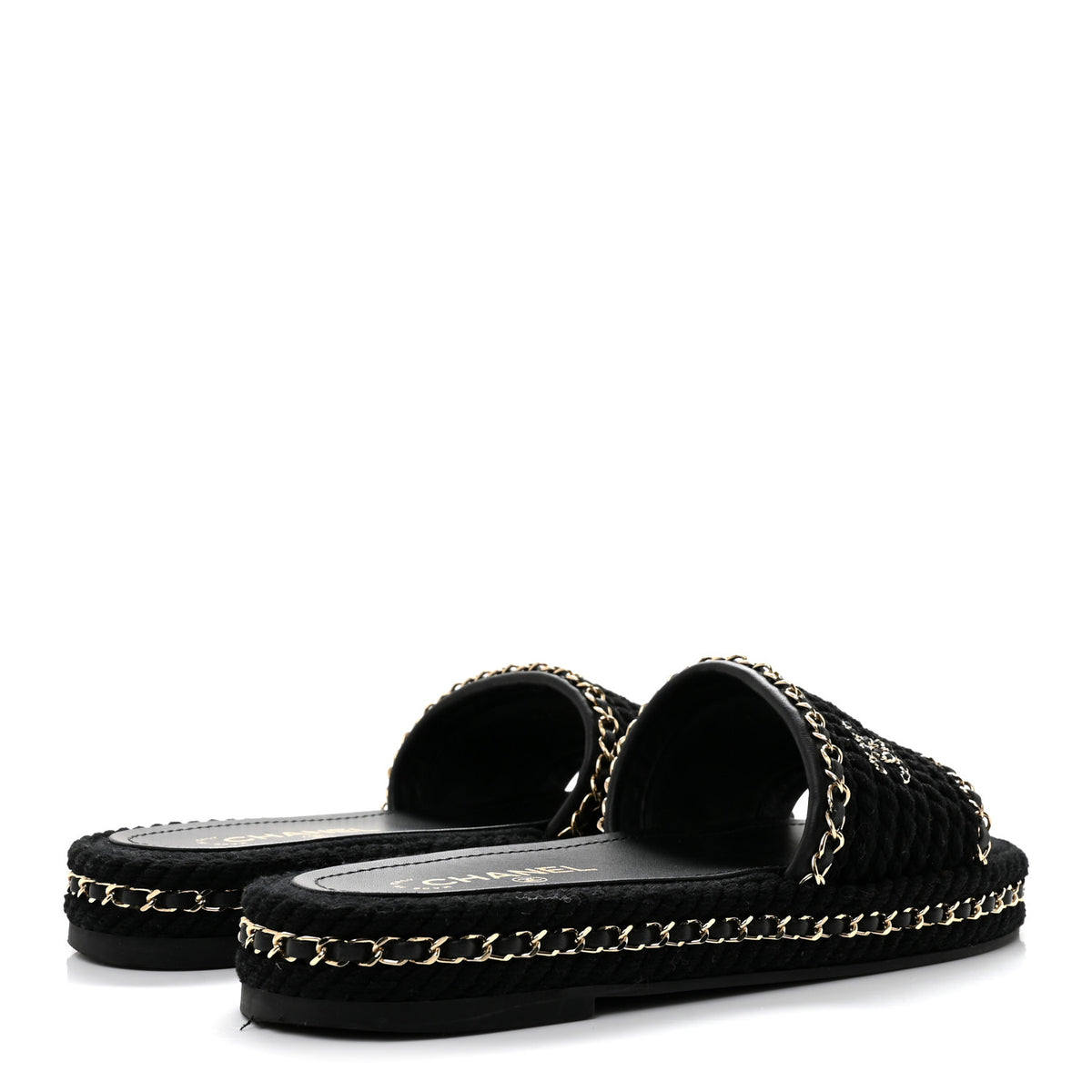 Chanel Cord Lambskin CC Chain Mules 40 Black 5 of 9