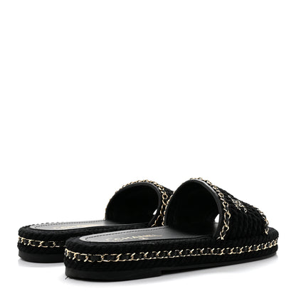 Chanel Cord Lambskin CC Chain Mules 40 Black 5 of 9