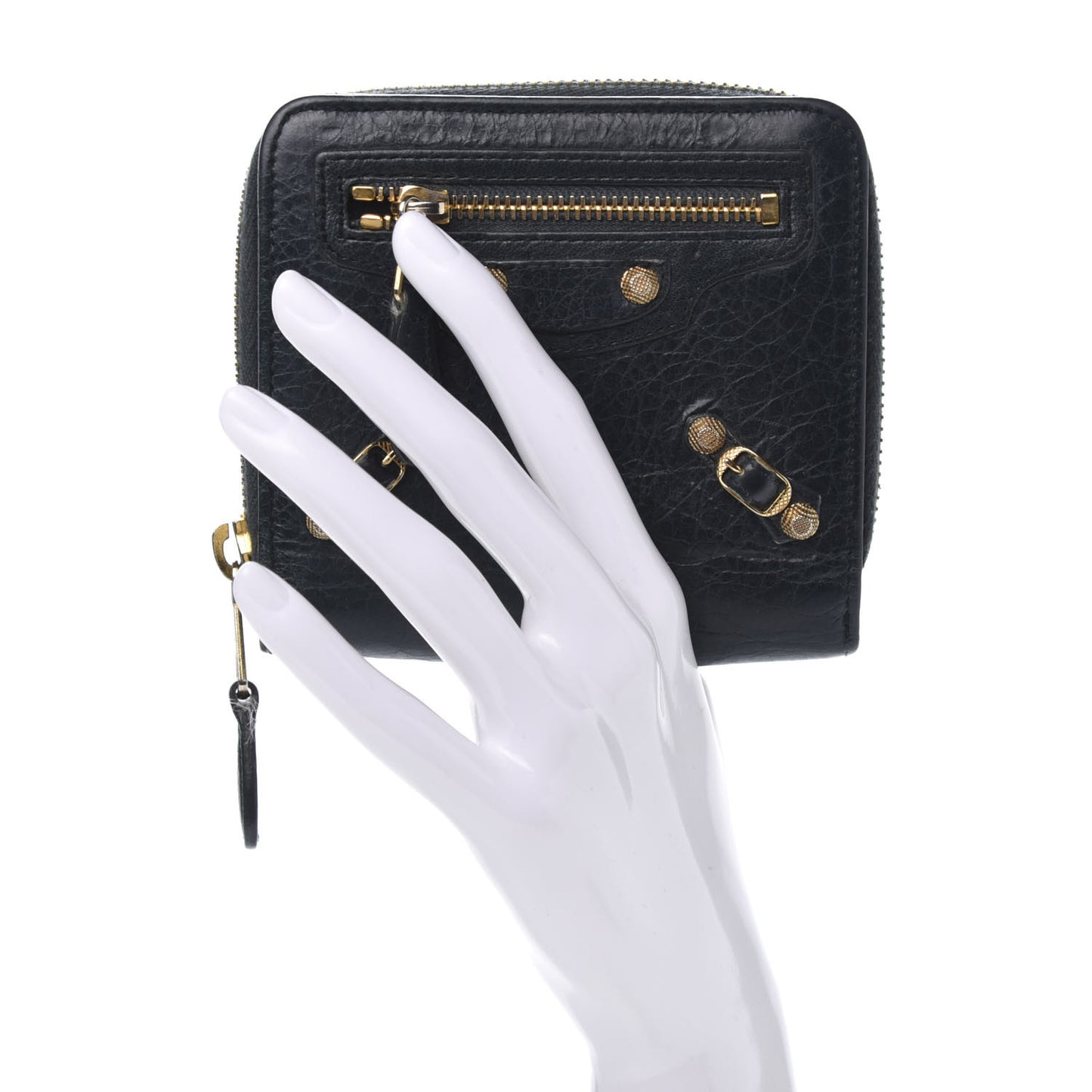 Agneau Giant 12 Gold Hardware Bill Fold Zip Wallet Vert Pinede