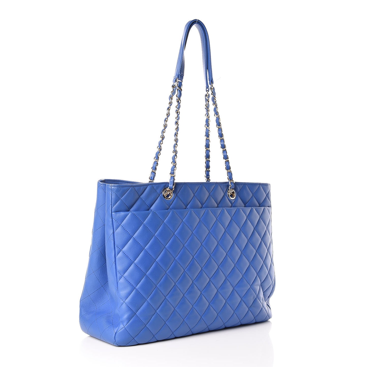 Calfskin Quilted Timeless Tote Blue