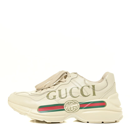 Gucci Calfskin Logo Womens Rhyton Sneakers 40 Ivory 1 of 20