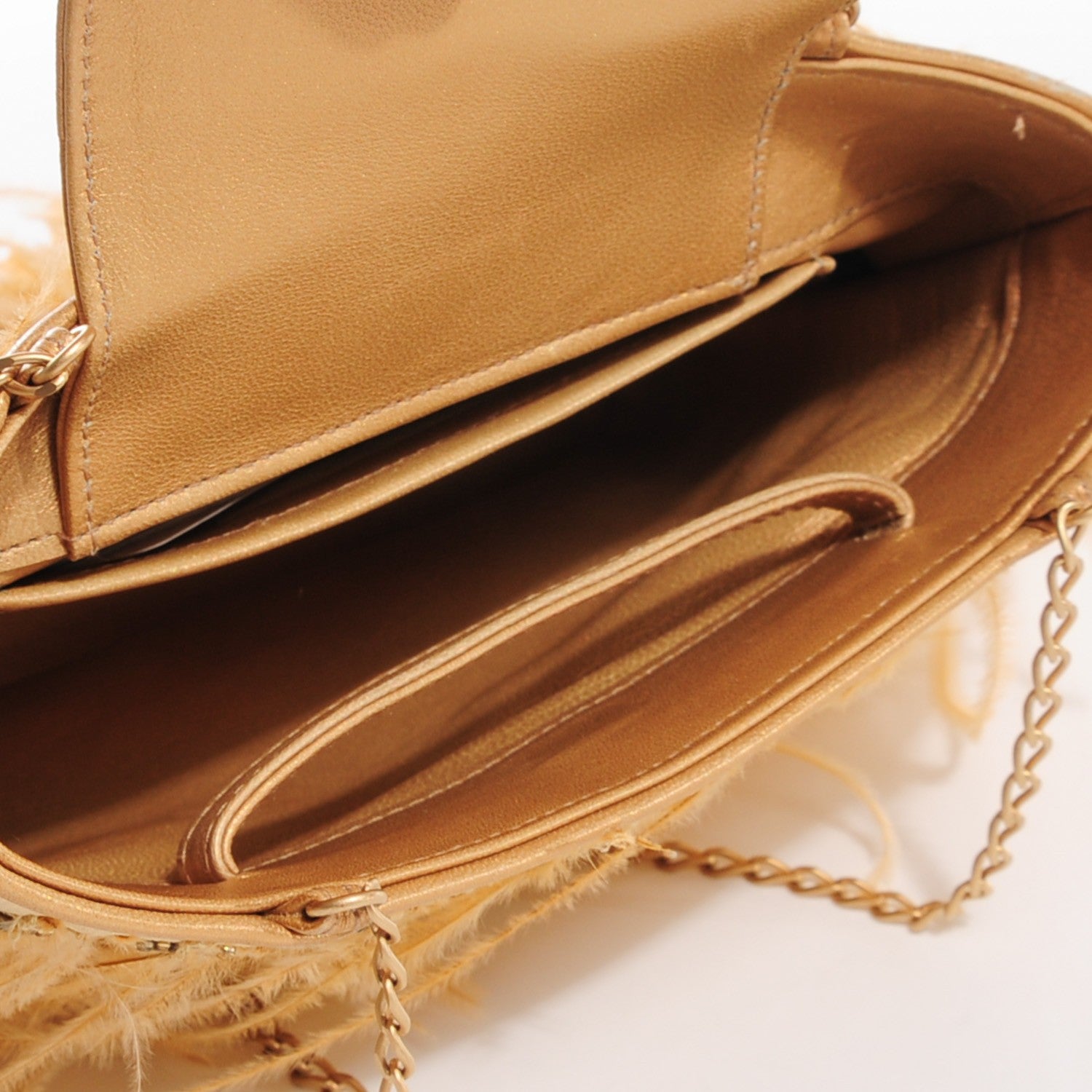 Chanel Ostrich Feather Beaded Evening Bag Gold 5 of 8