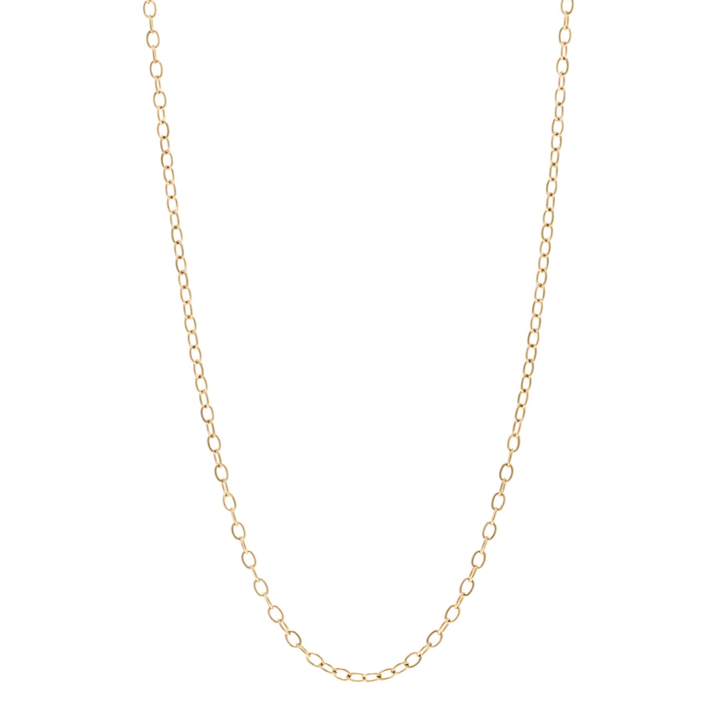 18K Yellow Gold Extra Small Oval Chain Necklace 18"