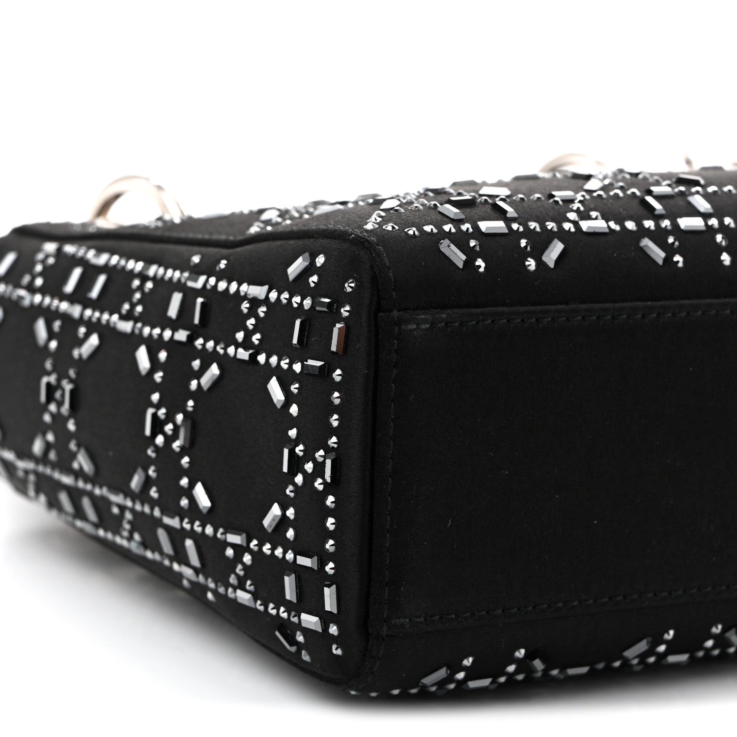 Christian Dior Satin Crystal Cannage Mini Lady Dior Black 9 of 11