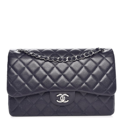 Chanel Caviar Quilted Jumbo Double Flap Navy Blue 1 of 8
