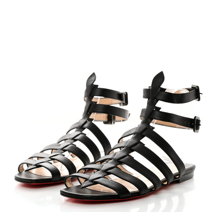 Christian Louboutin Calfskin Neronna Cage Flat Sandals 38 Black 3 of 7