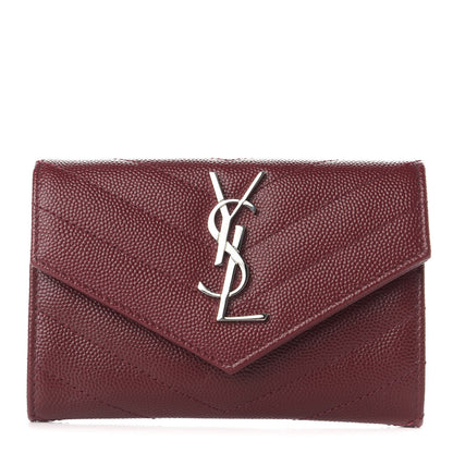 Saint Laurent Grain De Poudre Matelasse Chevron Small Monogram Envelope Wallet Palissandre 1 of 7