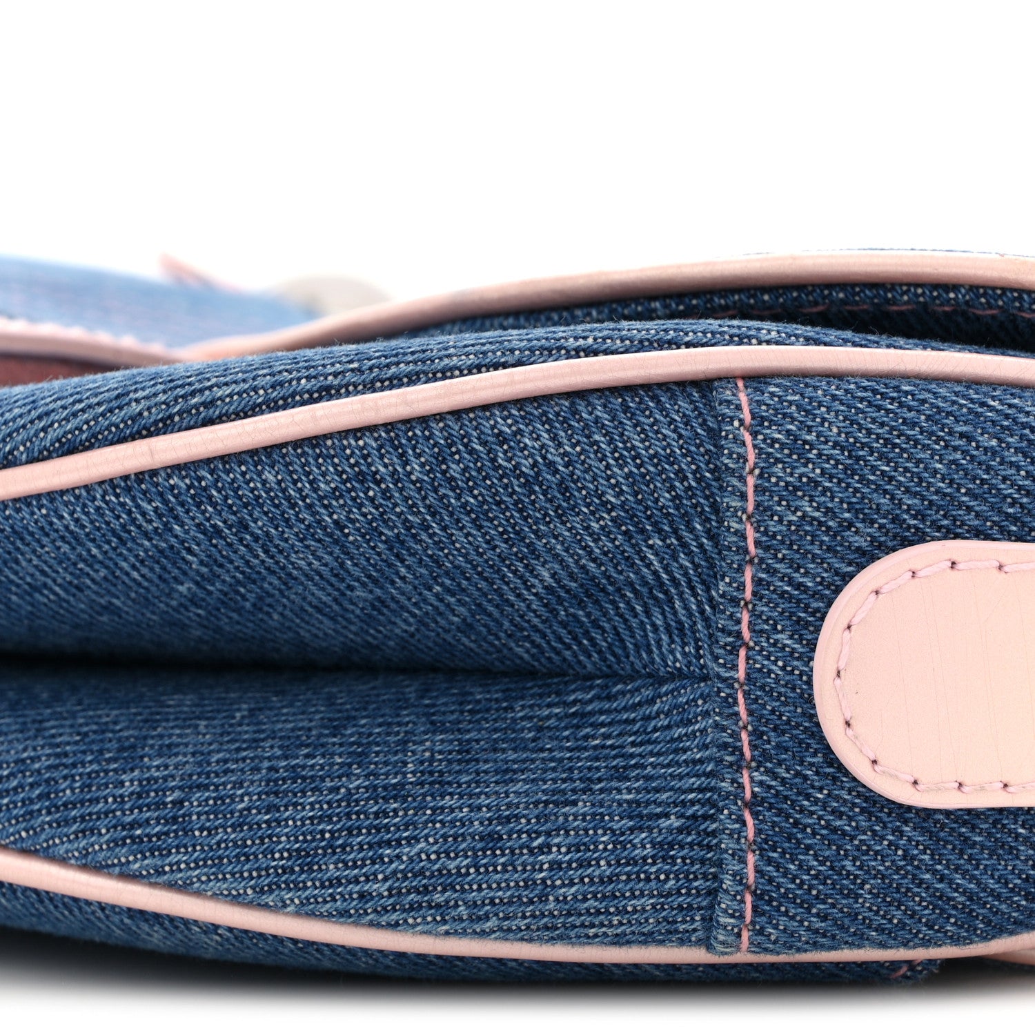 Christian Dior Patent Denim Jeans Saddle Bag Blue Pink 10 of 14