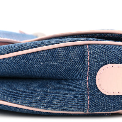 Christian Dior Patent Denim Jeans Saddle Bag Blue Pink 10 of 14