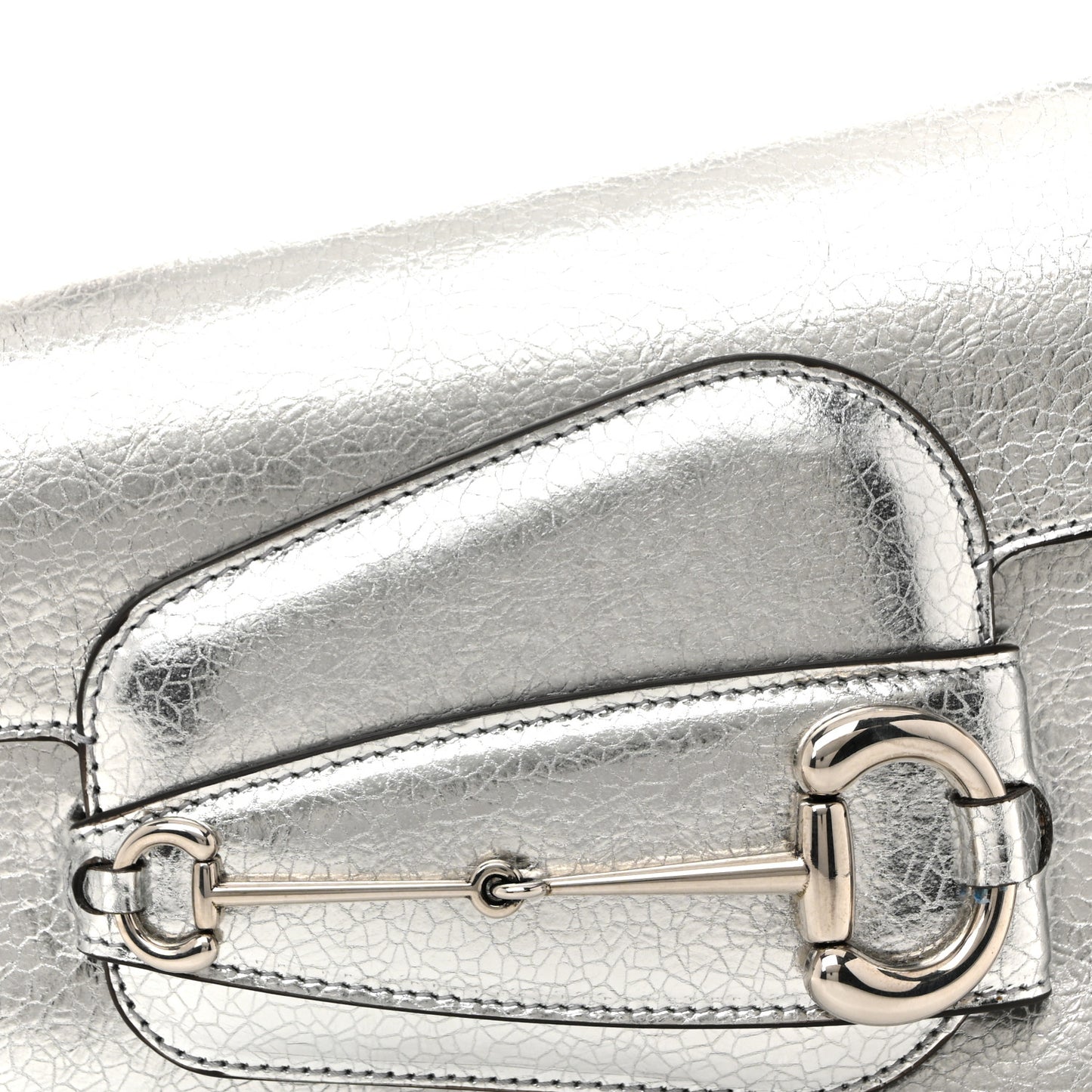 Metallic Demetra Small Horsebit 1955 Asymmetric Shoulder Bag Silver