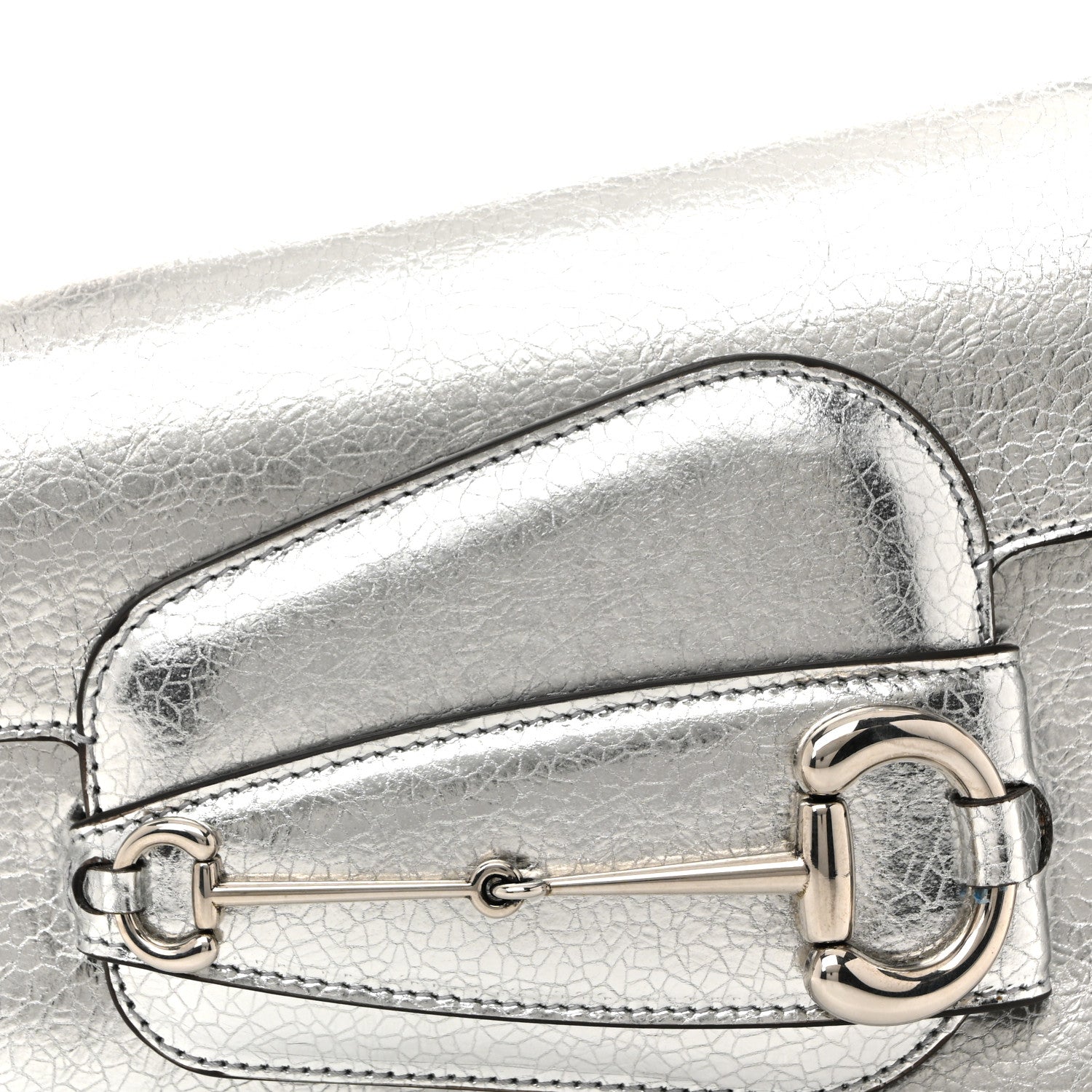 Gucci Metallic Demetra Small Horsebit 1955 Asymmetric Shoulder Bag Silver 8 of 12