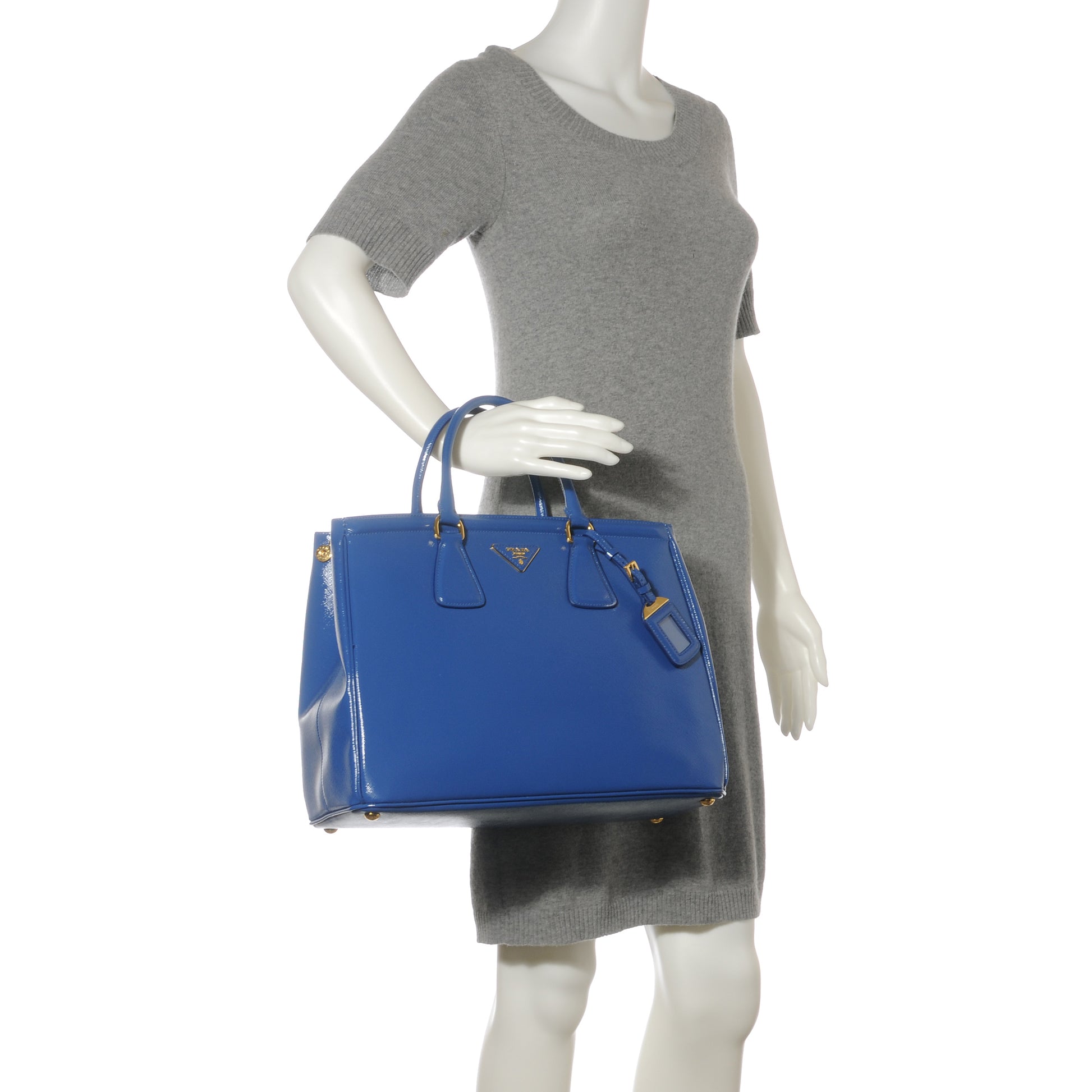 Prada Saffiano Vernice Shopping Tote Azzurro 2 of 10