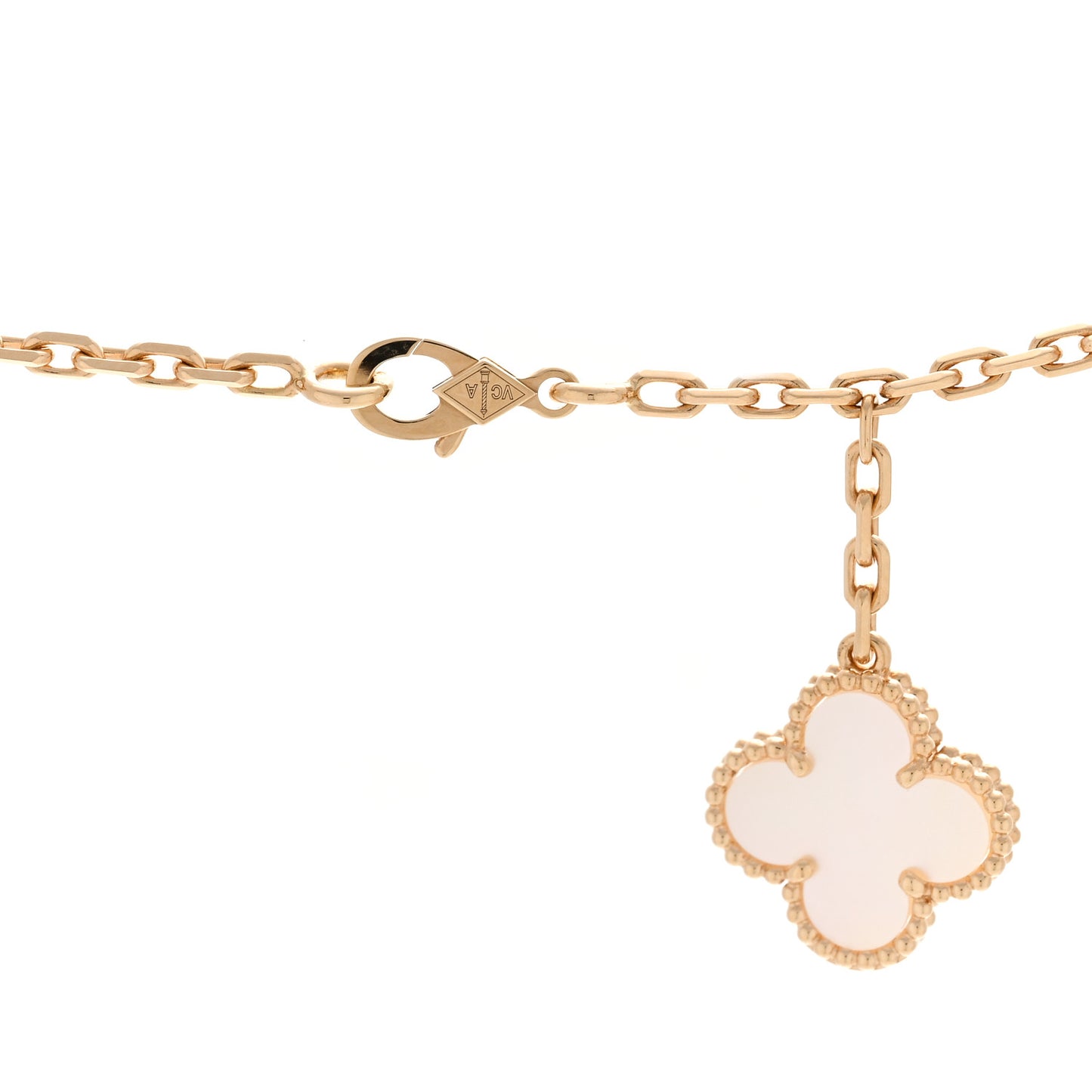 18K Yellow Gold Mother of Pearl 6 Motifs Magic Alhambra Necklace