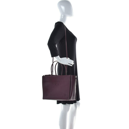 Balenciaga Calfskin Blackout Hardware Perforated Papier B4 Tote Burgundy 3 of 13