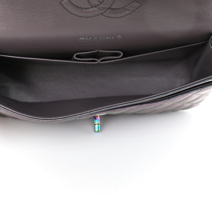 Chanel Iridescent Goatskin Quilted Medium Double Flap Purple 4 of 5