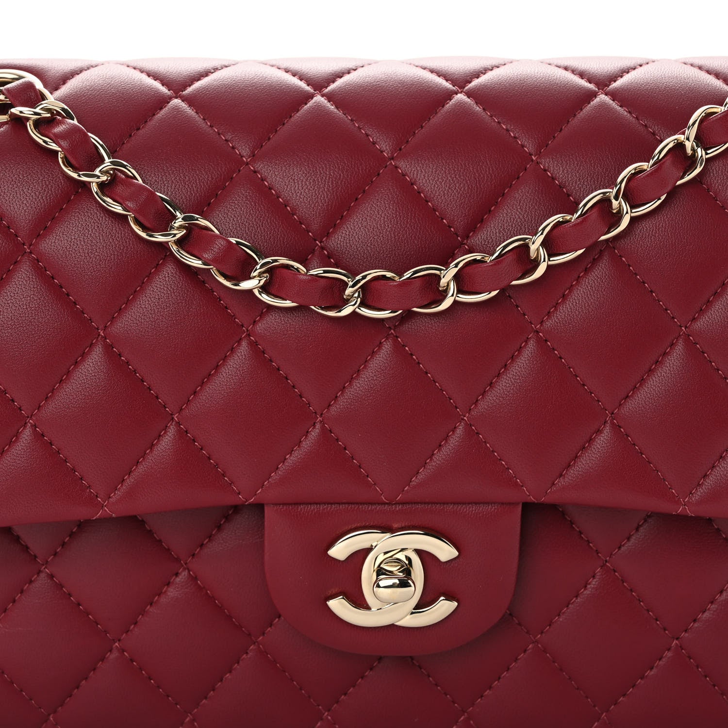 Chanel Lambskin Quilted Medium Double Flap Burgundy 7 of 10