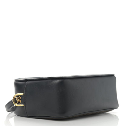 Fendi Glazed Fabric Vitello Century FF 1974 Stamp Patch Mini Camera Case Mogano Panna Black 4 of 12