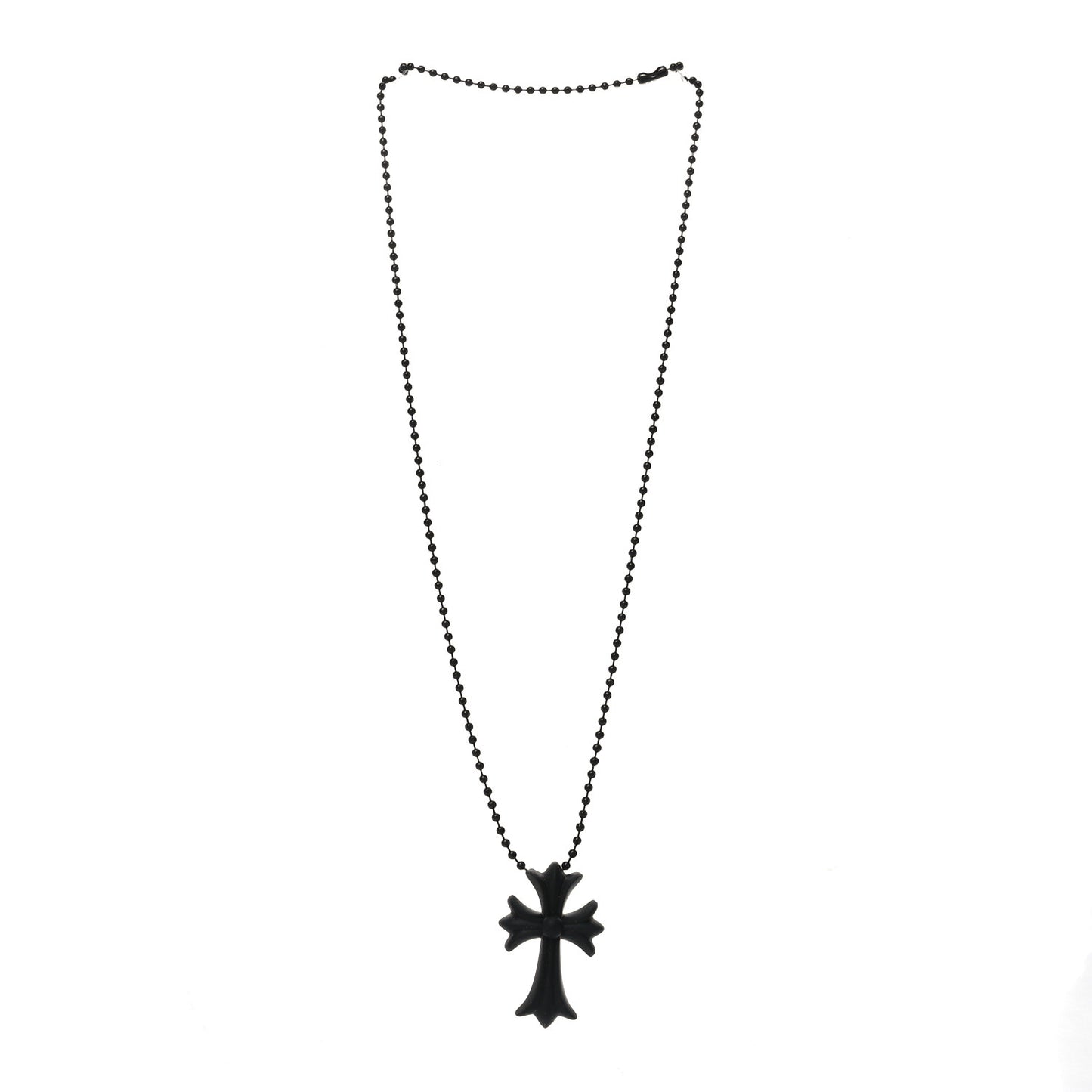 Silicone Silichrome Cross Pendant Necklace Black