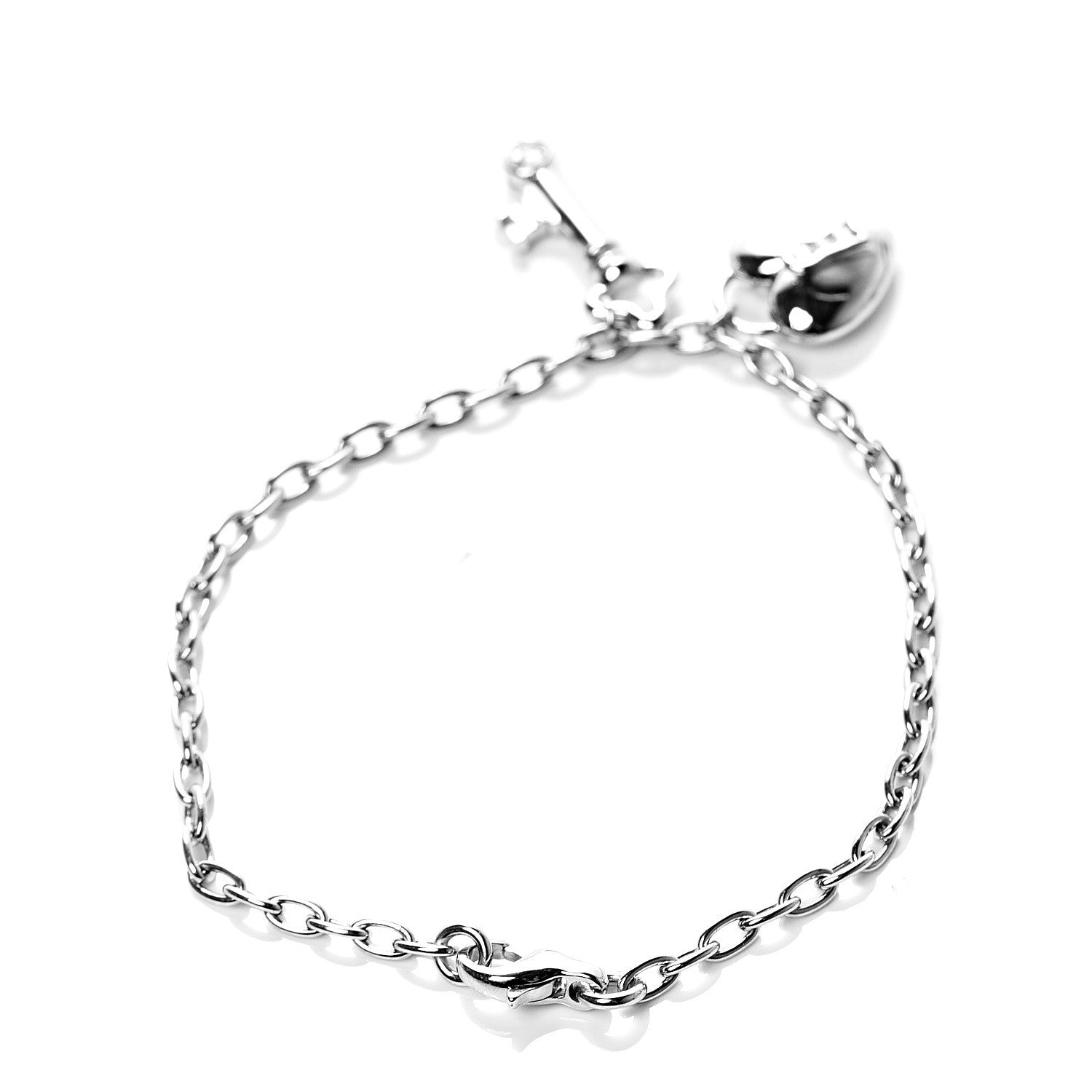 Tiffany Platinum Diamond Heart Lock and Key Charm Bracelet 3 of 5