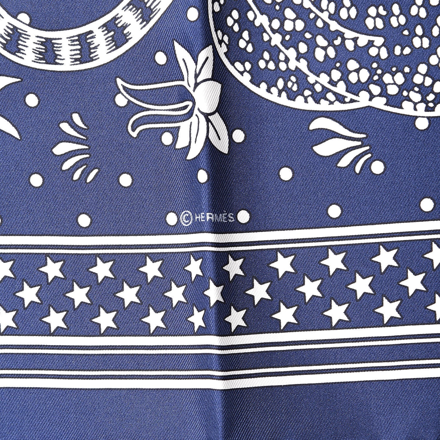 Silk Les Leopards Bandana Scarf 55 Marine White