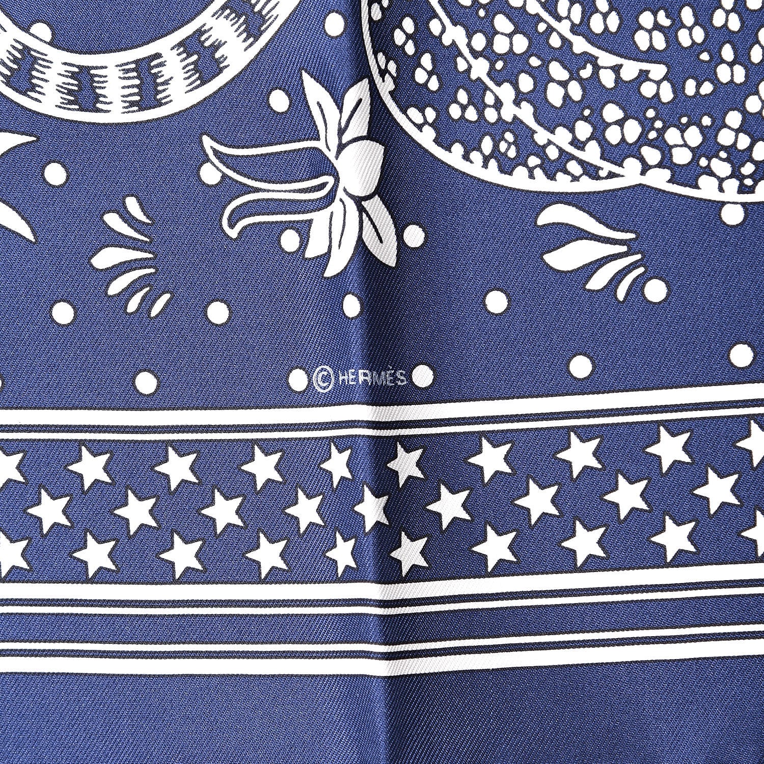 Hermes Silk Les Leopards Bandana Scarf 55 Marine White 4 of 5