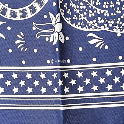 Hermes Silk Les Leopards Bandana Scarf 55 Marine White 4 of 5