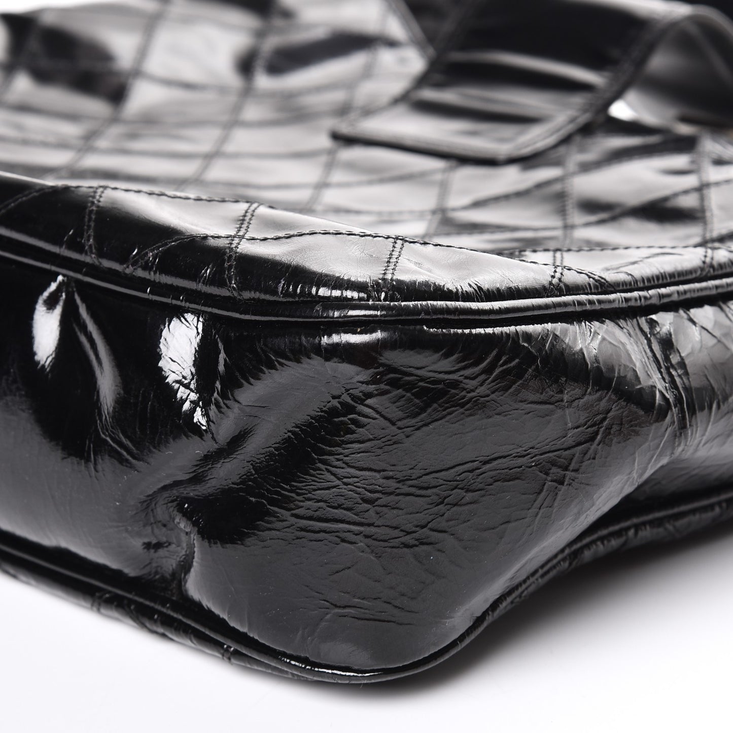 Patent Quilted CC Shoulder Bag Black