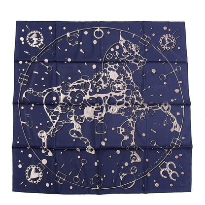 Hermes Silk Cheval Fusion Scarf 90 Marine Gris Argent 1 of 4