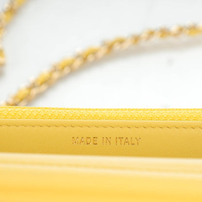 Chanel Lambskin Chevron Quilted Wallet On Chain WOC Yellow 6 of 8